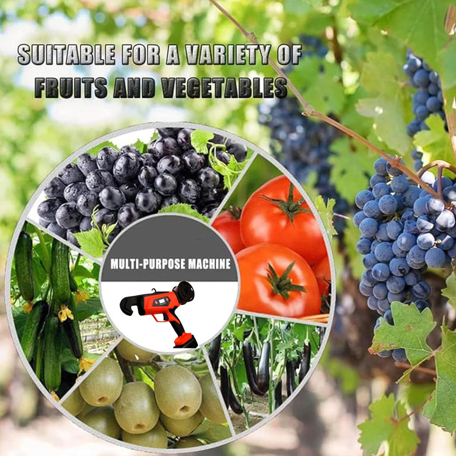 Máquina Atadora Eléctrica, Atadora de Viñas Semi-Automática con Pantalla LED y Engranaje Ajustable, Capacidad 25mm, Herramienta Portátil para Ramas de Uvas, Tomates y Frambuesas