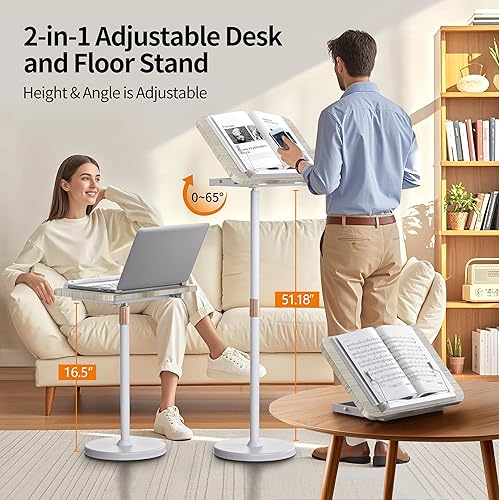 Miniatura 3 de NAMON Soporte de piso portátil 2 en 1 para computadora portátil y soporte para computadora portátil para escritorio, mesa pequeña ajustable con