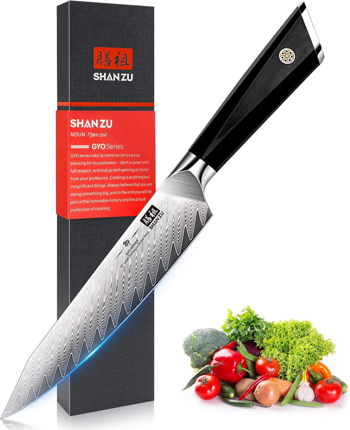 (-38%) SHAN ZU Damast Küchenmesser, Profi Allzweckmesser Kochmesser 15cm