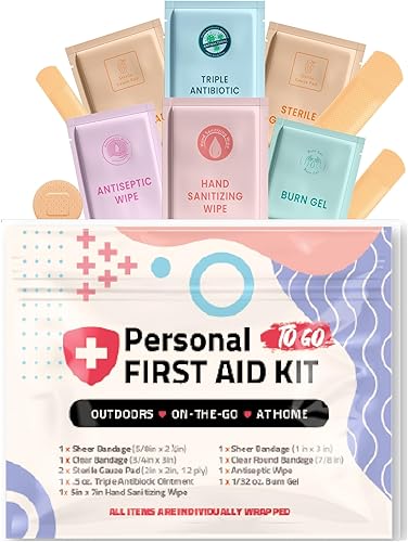 Miniatura 1 de Kit médico de emergencia de primeros auxilios Mini y tamaño de viaje -  Ideal para niños, escuelas, negocios, senderismo, camping  Productos para el