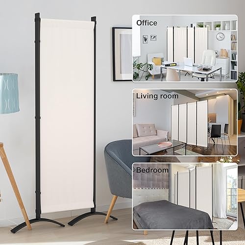 Miniatura 6 de Morngardo Divisor de habitación mejorado, pantallas de privacidad plegables de 4 paneles divisores de pared de 88 pulgadas, separadores portátiles