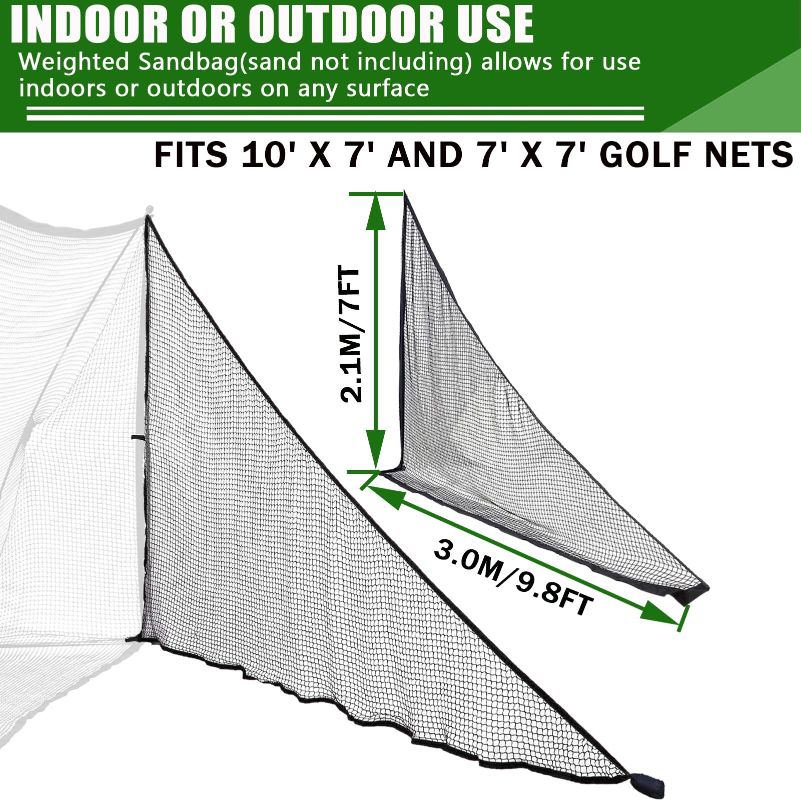 Obokidlyamor 2 PCS 7FT Height Shank Net Golf with Two Sandbags for Golf Hitting Nets Frame;Golf Practice Hitting Net Barrier Net for Golf, Baseball, Hockey, Soccer (2 PCS Shank Nets)