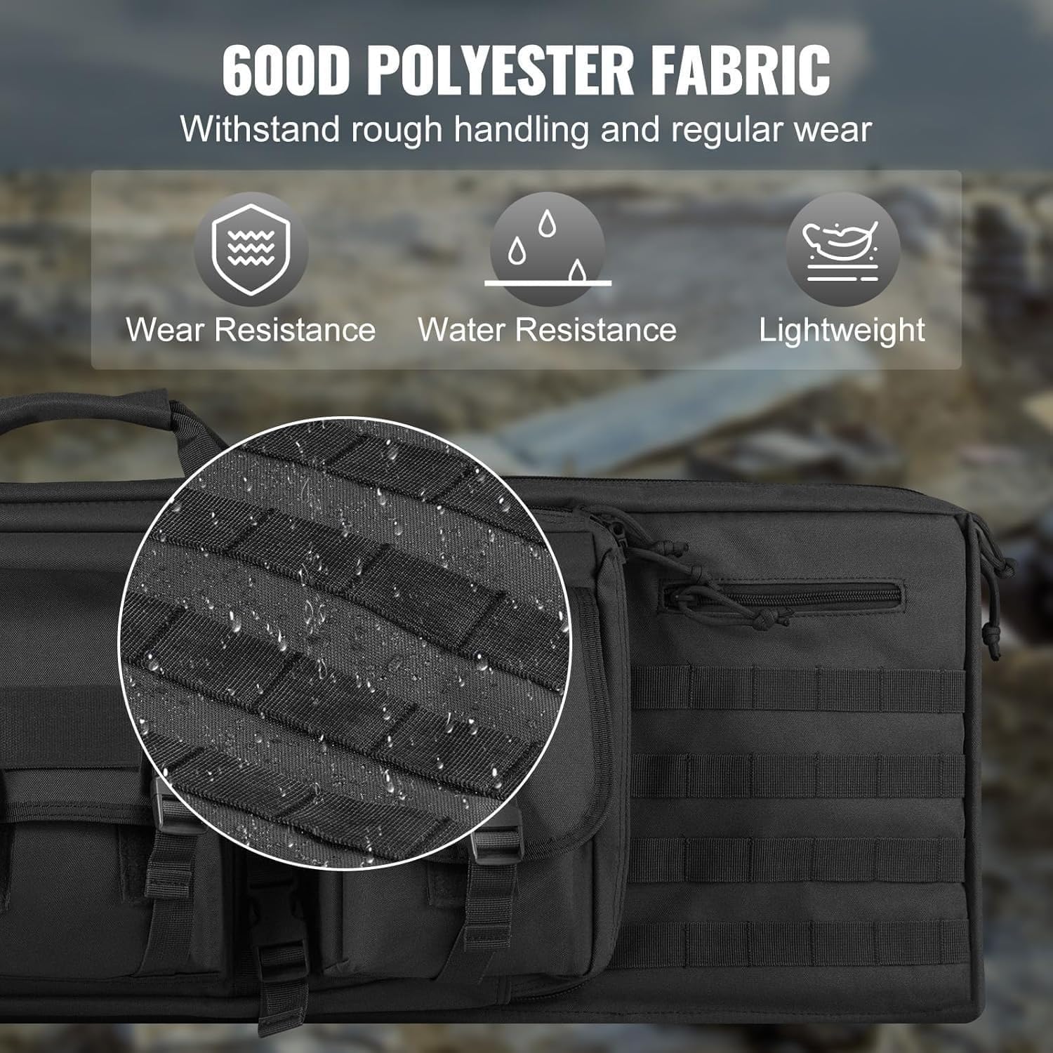 Pesante Custodia Doppia per Fucile,Fodero Porta Fucili Imbottito,Sniper Fucile da Caccia Zaino Lungo con Tasche per Caricatore Capienza Circa 2 Fucili 2 Pistole,Resistente Impermeabile C,93CM