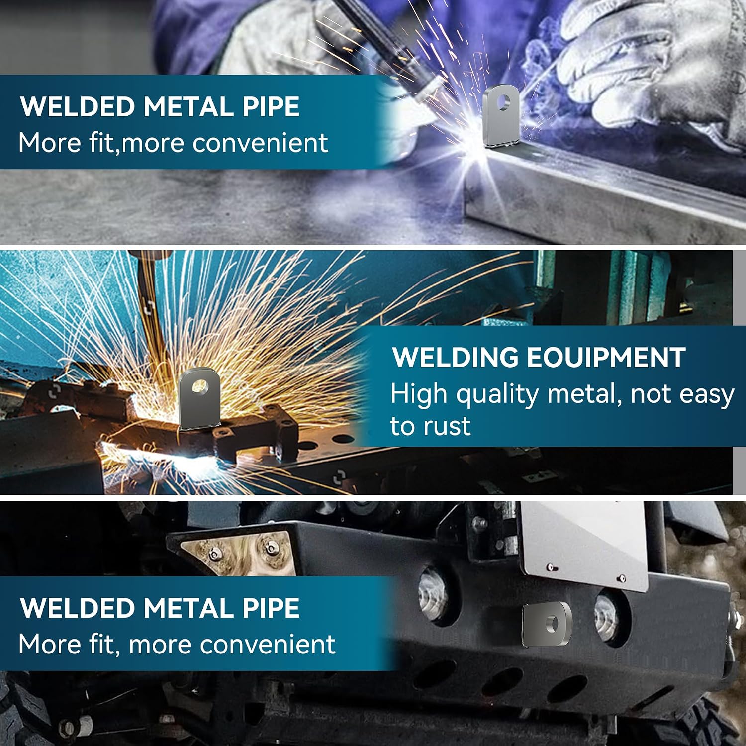 12 Pcs Weld on Tabs with Holes, Weld on Steel Gussets, Weld on Shock Mounts, Weld on Zip Tie Tab, Weld on Light Tabs, 1" x 1.5" Square Steel Gussets for Welding- 0.2" Thick