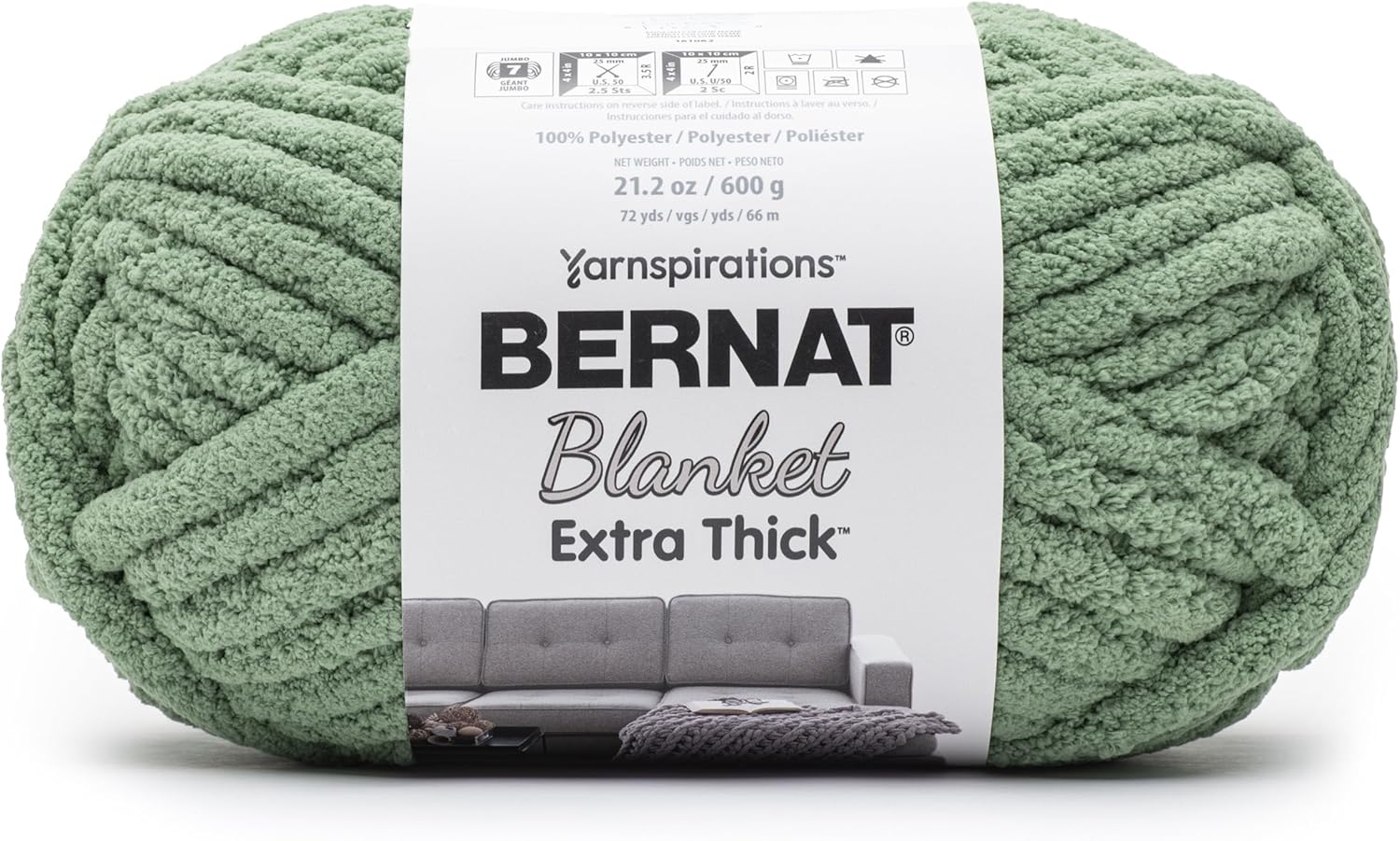 Spinrite Bernat Blanket Extra Thick 600g Green Frost Polyester Yarn