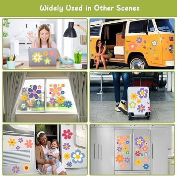88 PCS Flowers Car Decals, Auto Stickers Waterproof Hood Vinyl Decal Car Window Stickers Auto Graphics Body Side Door Trunk Decoration for Racing SUV Truck Bus Window Wall Laptop Motorcycle Bin