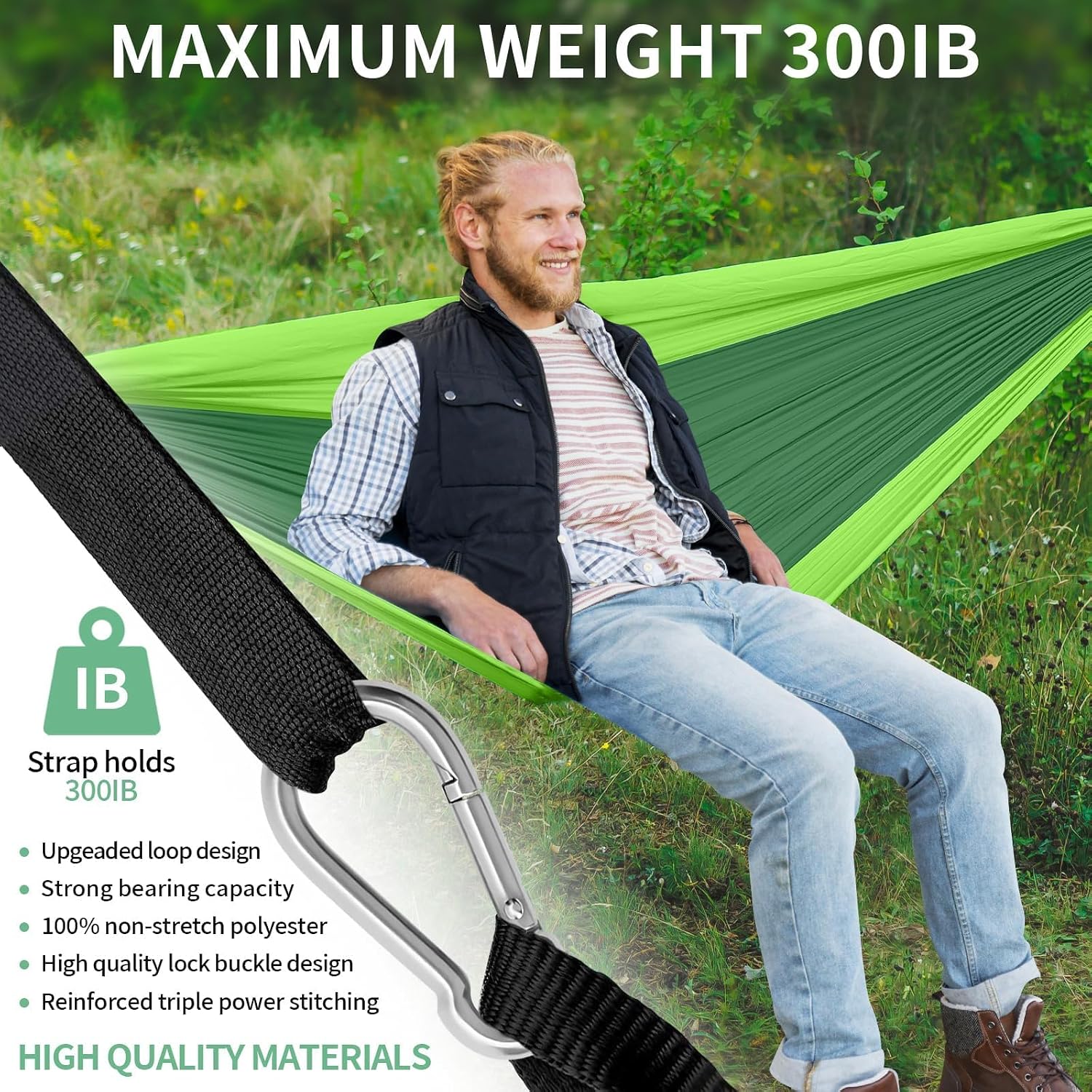 DEPAR Hamak z moskitierą 260 x 140 cm, nośność 300 kg, ultralekki i wytrzymały, podwójny n - Mise en situation et utilisation