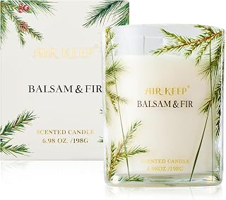 Airkeep Candle Balsam & Fir Scented Candle,Classic 6.98 oz Jar Single Wick,About 44 Hours of Burn Time, Ideal Holiday Gift,Fall Fragrance