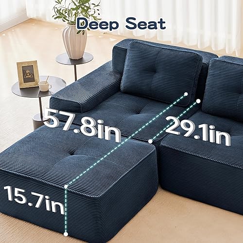 Miniatura 4 de Sofás modulares sin hueso de 152.8 pulgadas para sala de estar, sofá modular con diván en forma de L, cómodo asiento profundo tapizado de tela de