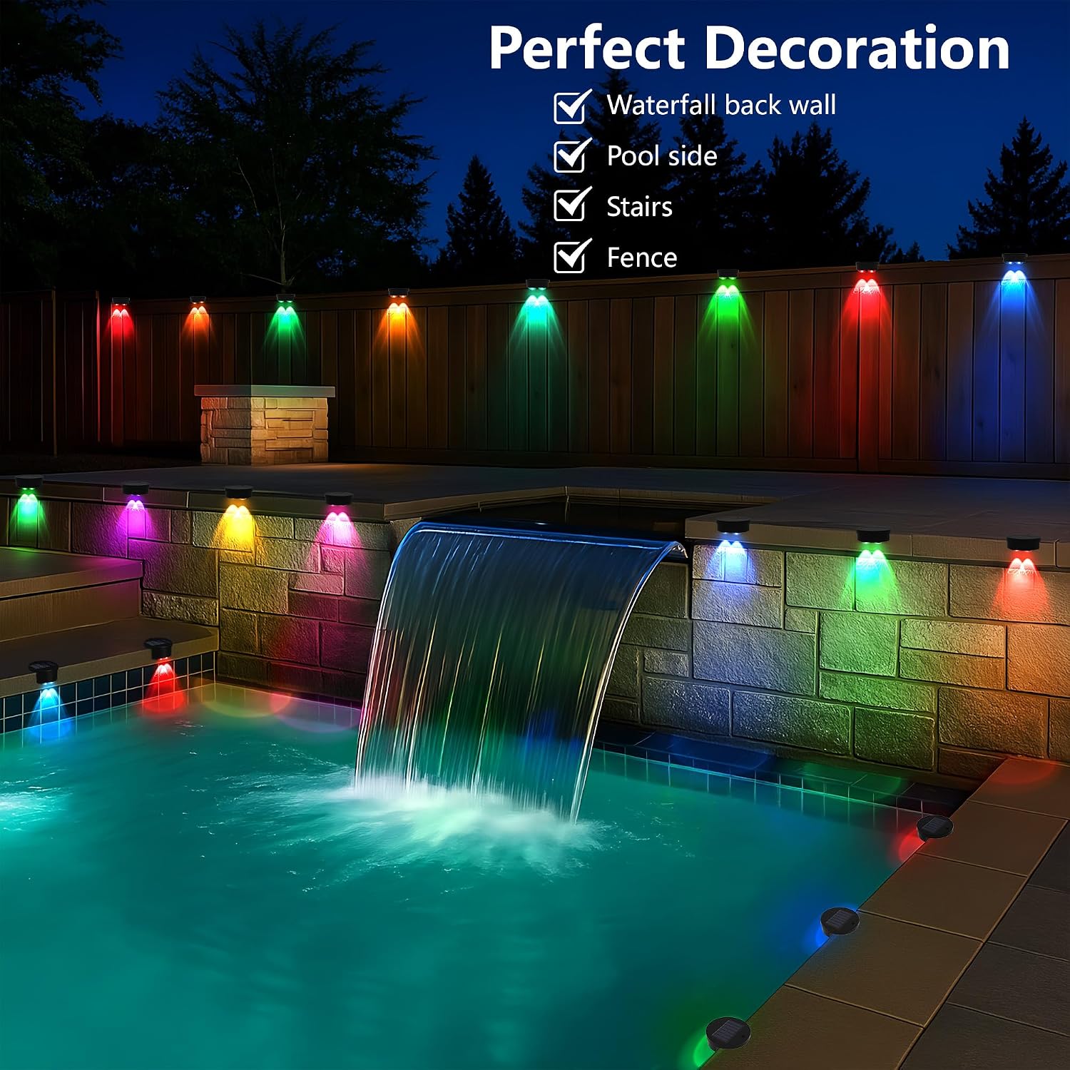 8 Pack Solar Pool Lights, Above Ground Pool Accessories | Wireless Waterproof Solar Power Poolside LED Lights for Swimming Pools Decoration