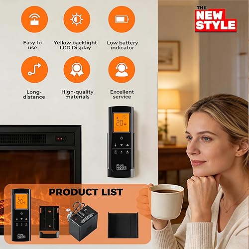 Miniatura 6 de Kit de control remoto para chimenea, termostato, control remoto de encendido/apagado, temporizador, pantalla LCD, botones táctiles para sistema