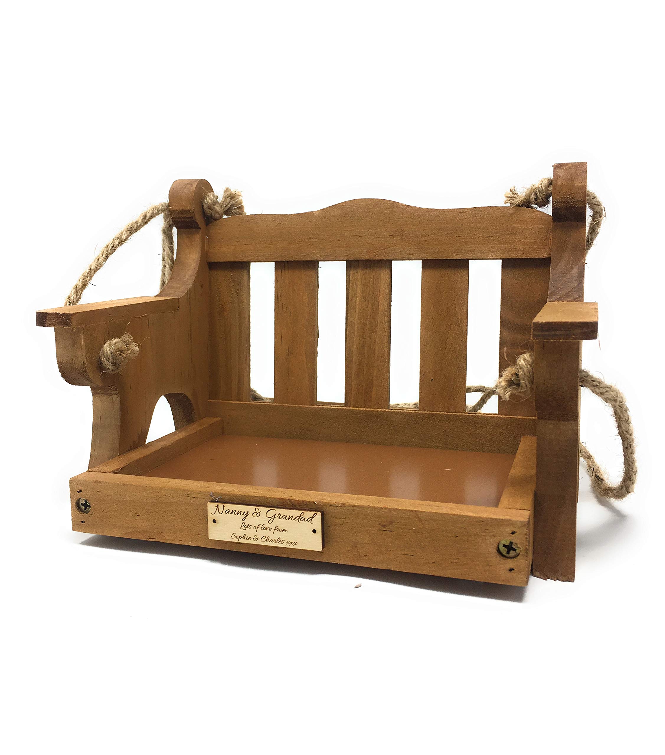 Personalised Wooden Hanging Bird Feeder Garden Seat - Perfect Retirement, Birthday, Mothers Day Engraved Garden Gift