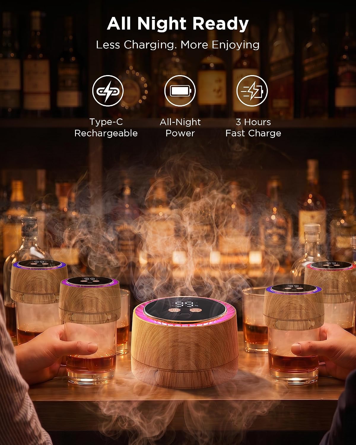 Electric Whiskey Smoker Kit - Rechargeable Cocktail Smoker No Butane