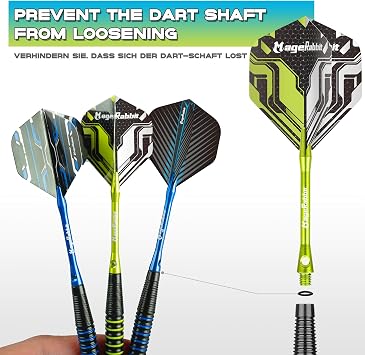 Steel Tip Darts Set 22g, 6 Pack with Accessories Kit | 16 Dart Flights, 8 Dart Shafts, Dart Sharpener Included, 2 Flight Protectors, Metal Darts
