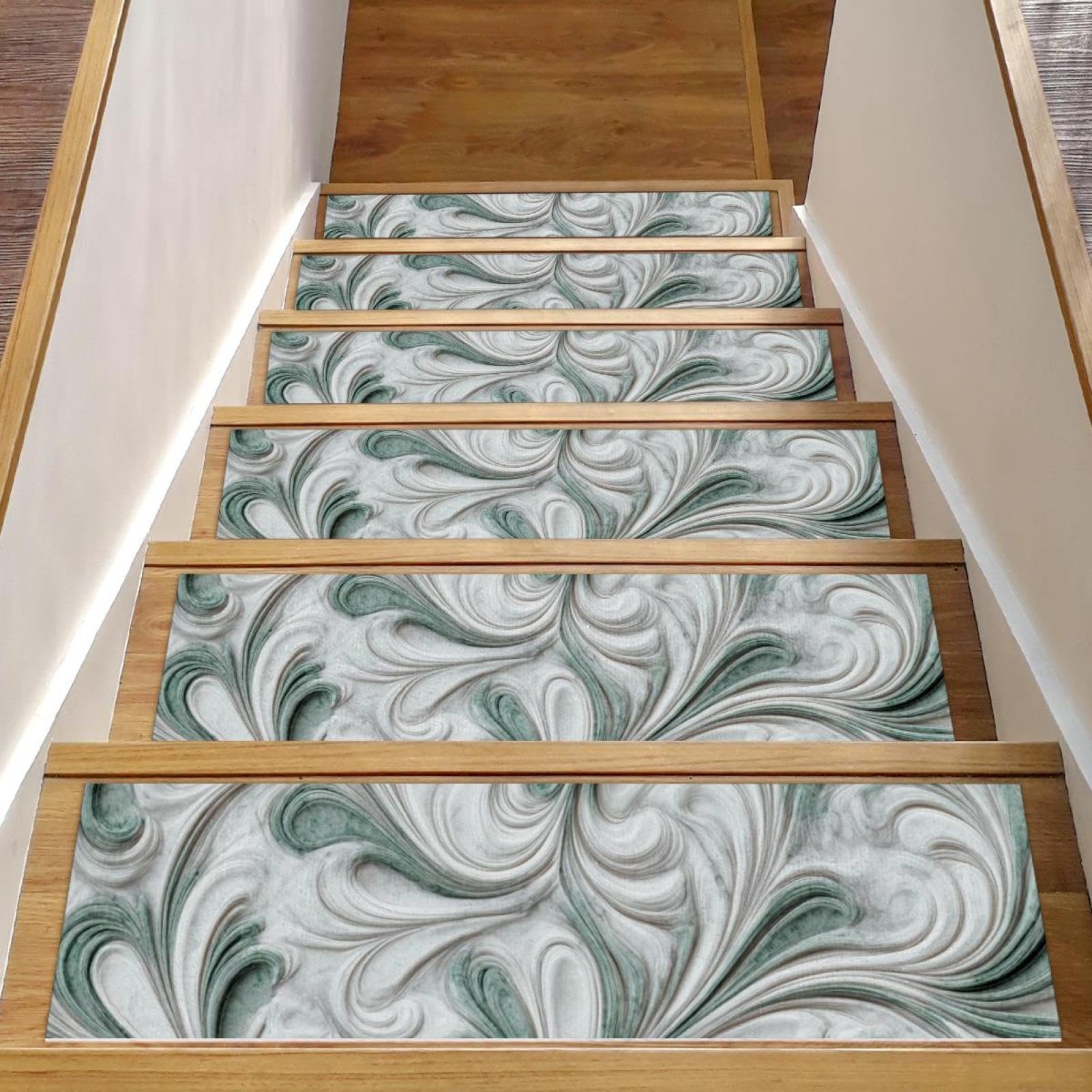 Marches d'escalier antidérapantes lot de 15 tapis 20x76 cm aspect marbre