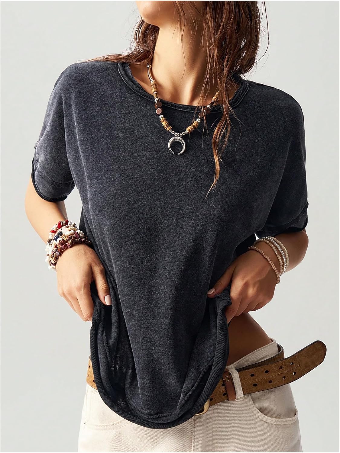 Milumia Women's Butterfly Cut Out Back T-Shirt Short Sleeve Vintage Loose Tee Tops Streetwear - Image 2