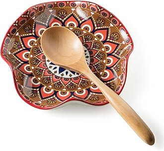 Spoon Rest for Stove Top, 5.3in Spoon Holder Utensil Rest, Ceramic Spoon Rests for Kitchen Counter Bohemian Style Cooking Gift for Housewarming