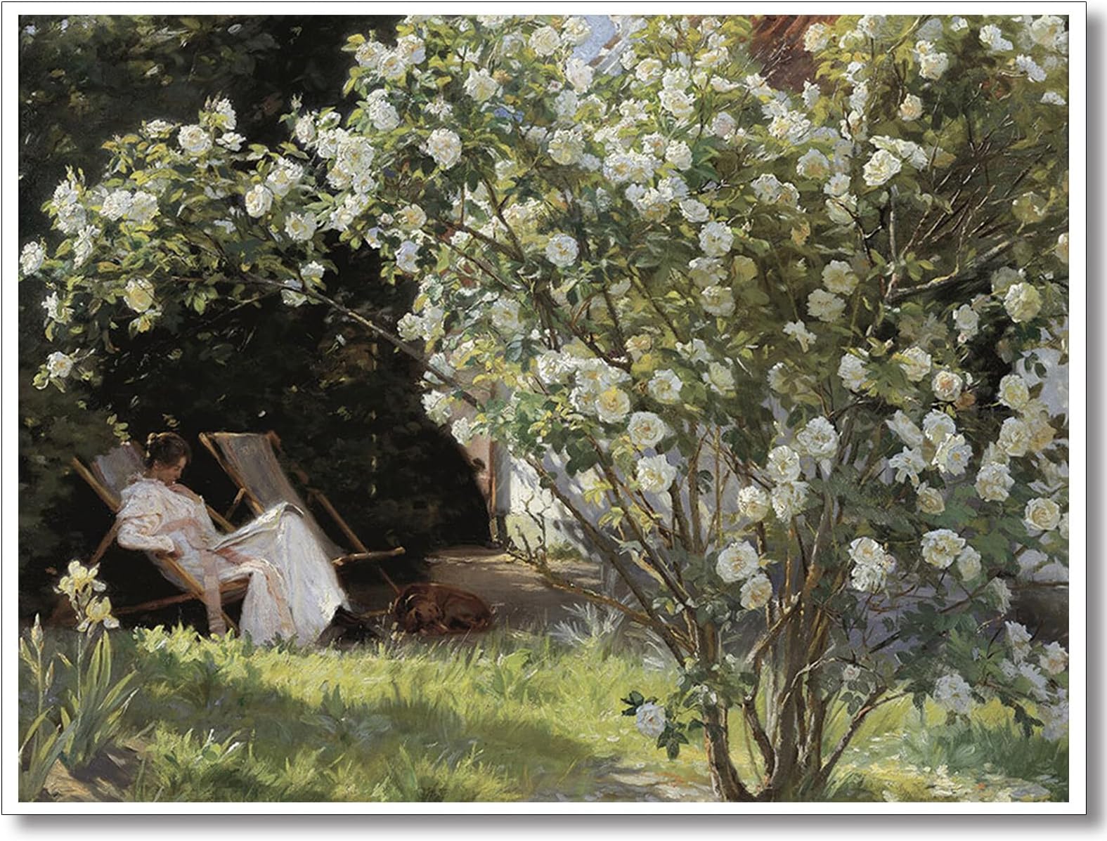 Huabsad Vintage Landscape Flower Oil Painting Canvas Wall Art Antique Portrait of Woman Outdoor Garden Roses Wall Decor French Rustic Farmhouse Bedroom Aesthetic Painting Prints 12x16in Unframed