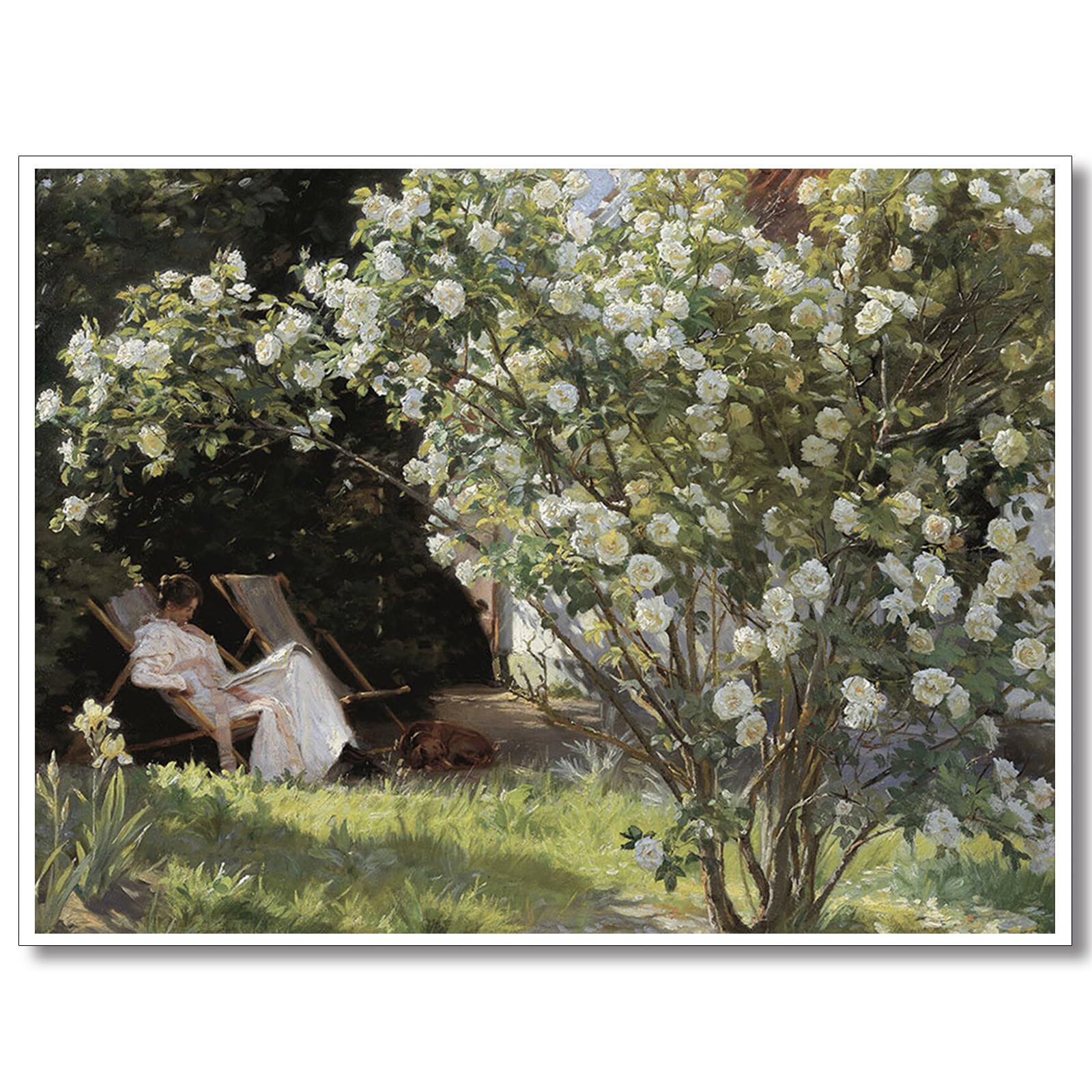 Huabsad Vintage Landscape Flower Oil Painting Canvas Wall Art Antique Portrait of Woman Outdoor Garden Roses Wall Decor French Rustic Farmhouse Bedroom Aesthetic Painting Prints 12x16in Unframed