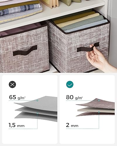 Miniatura 7 de SONGMICS Cubos de almacenamiento y cubos organizadores de almacenamiento, cubos de tela no tejida de 11 pulgadas con asas dobles, organizador de