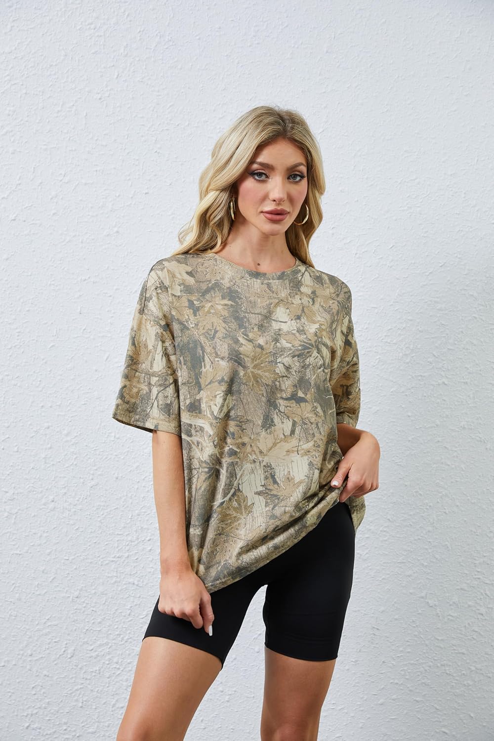 MISSACTIVER Women Camo T Shirts for Men Graphic Short Sleeve Oversized Tops Unisex Summer Maple Leaf Print Tshirts - Image 5