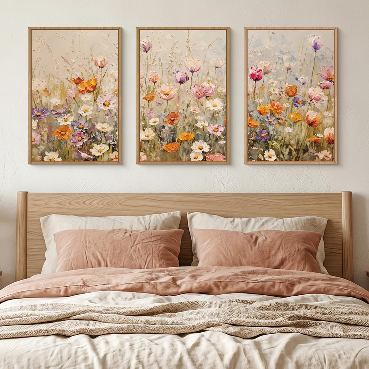 Large Nature Wildflowers Framed Canvas Wall Art,Vintage Daisy Painting,Colorful Floral Wall Decor,Watercolor Botanical Artwork for Living Room,Bedroom,Dining Room,Office -24"x36"x3 image 5