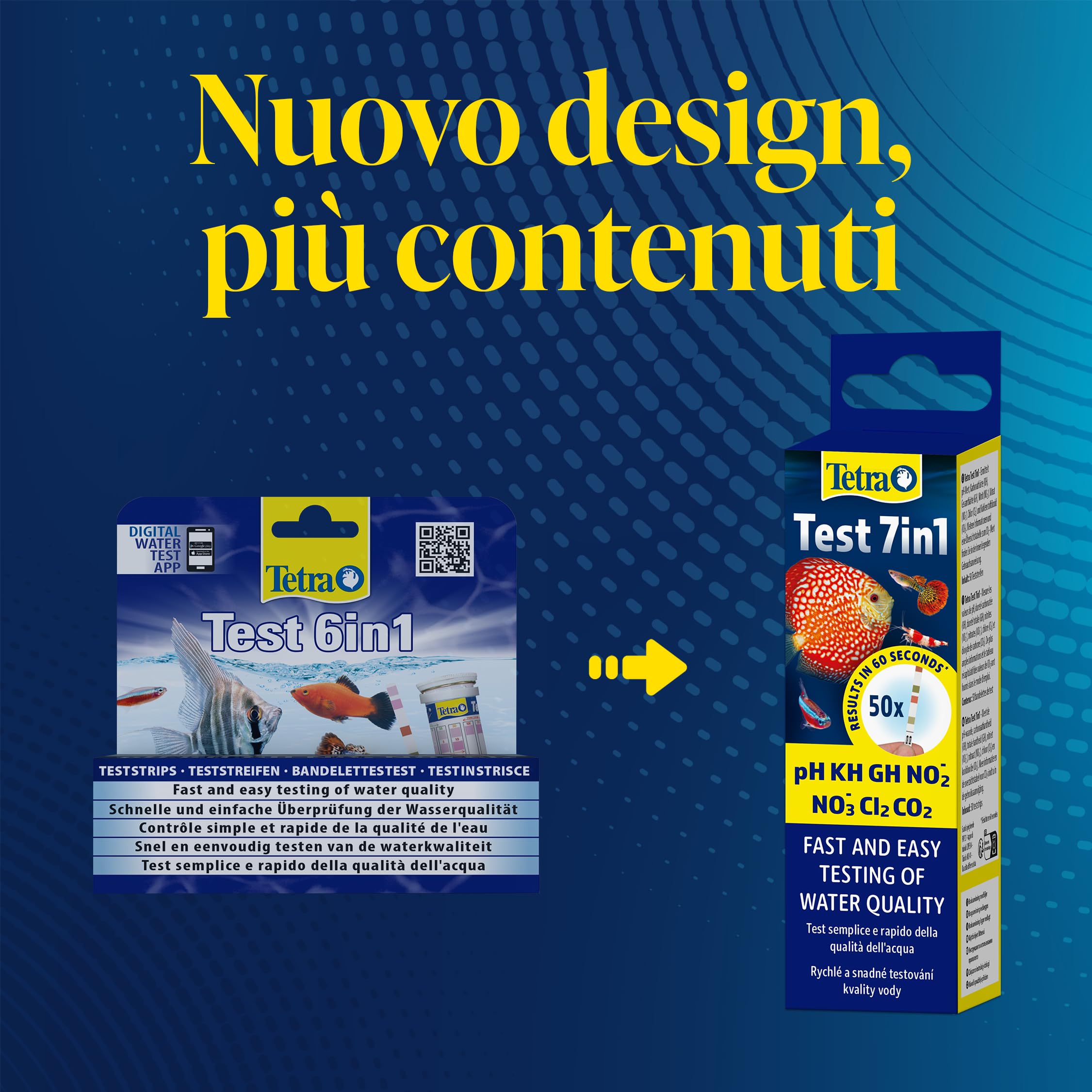 Tetra Test 7in1 - Test dell'acqua per acquari, controllo rapido e semplice della qualità dell'acqua, 1 confezione (50 strisce reattive)