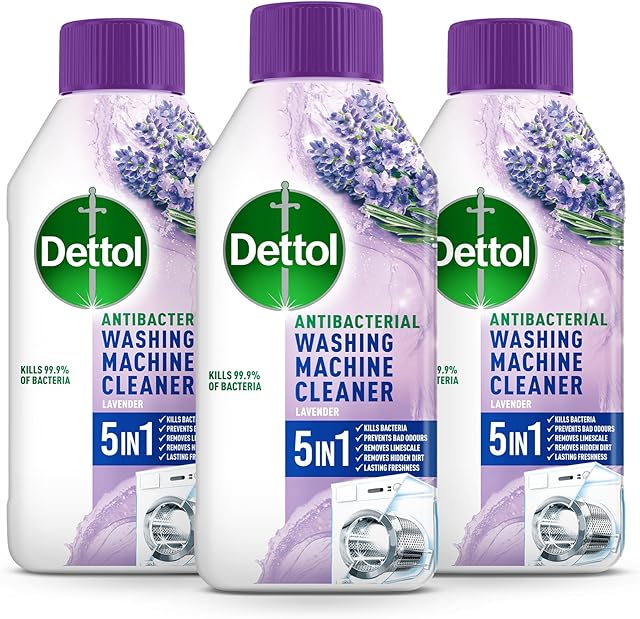 Dettol Antibacterial Washing Machine Cleaner | Removes Limescale, Odours & Dirt | Lavender Scent 250ml, Pack of 3 (Packaging May Vary)