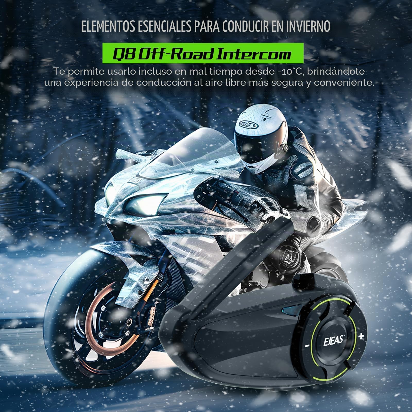 SolaMr Q8 BT5.1 Motocicleta Casco Auricular Sistema de Comunicación para hasta 6 Motos con 1000m de Alcance con Música Compartida, Soporta SafeRiding App, Radio FM, Reproductor MP3 (2 Pack)