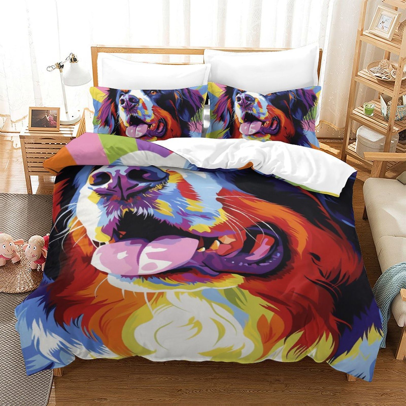 Housse de couette Bouvier Bernois zippée en microfibre : fini la couette qui glisse du lit