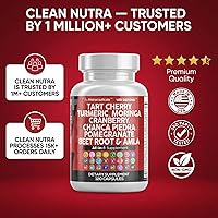 Vista 8 de Clean Nutraceuticals Cápsulas de extracto de cereza ácida con cúrcuma, moringa, arándano, chancapiedra, apio, quercetina, ACV, granada