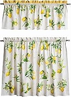 Vista 52 de Maison d' Hermine Juego de cortinas de cocina para ventanas 100% algodón Juego de cenefas de cocina para el hogar [2 niveles (71 cm x 91 cm) y 1