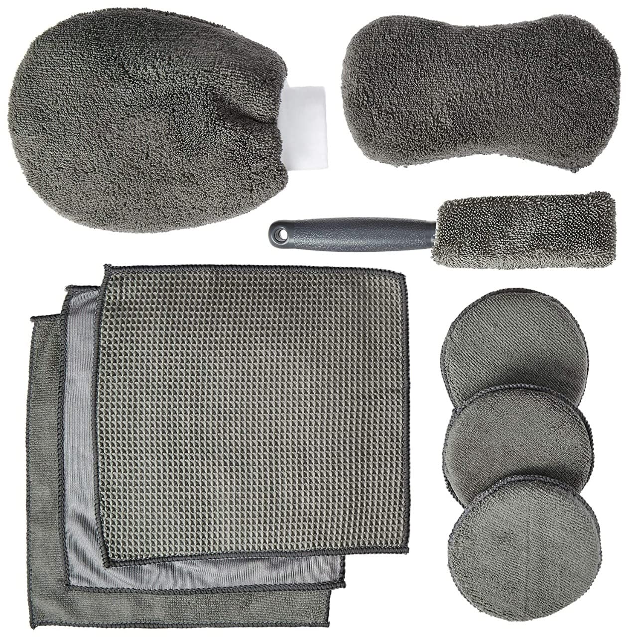 MOTOAUTO Car Cleaning Accessories 9 Pcs Auto Car Care Wash Cleaning Kit Include 3 Microfiber Towels, 3 Applicator Pads, Wash Sponge, Wash Glove, Wheel Brush for Perfect Car Cleaning Tool-image-25