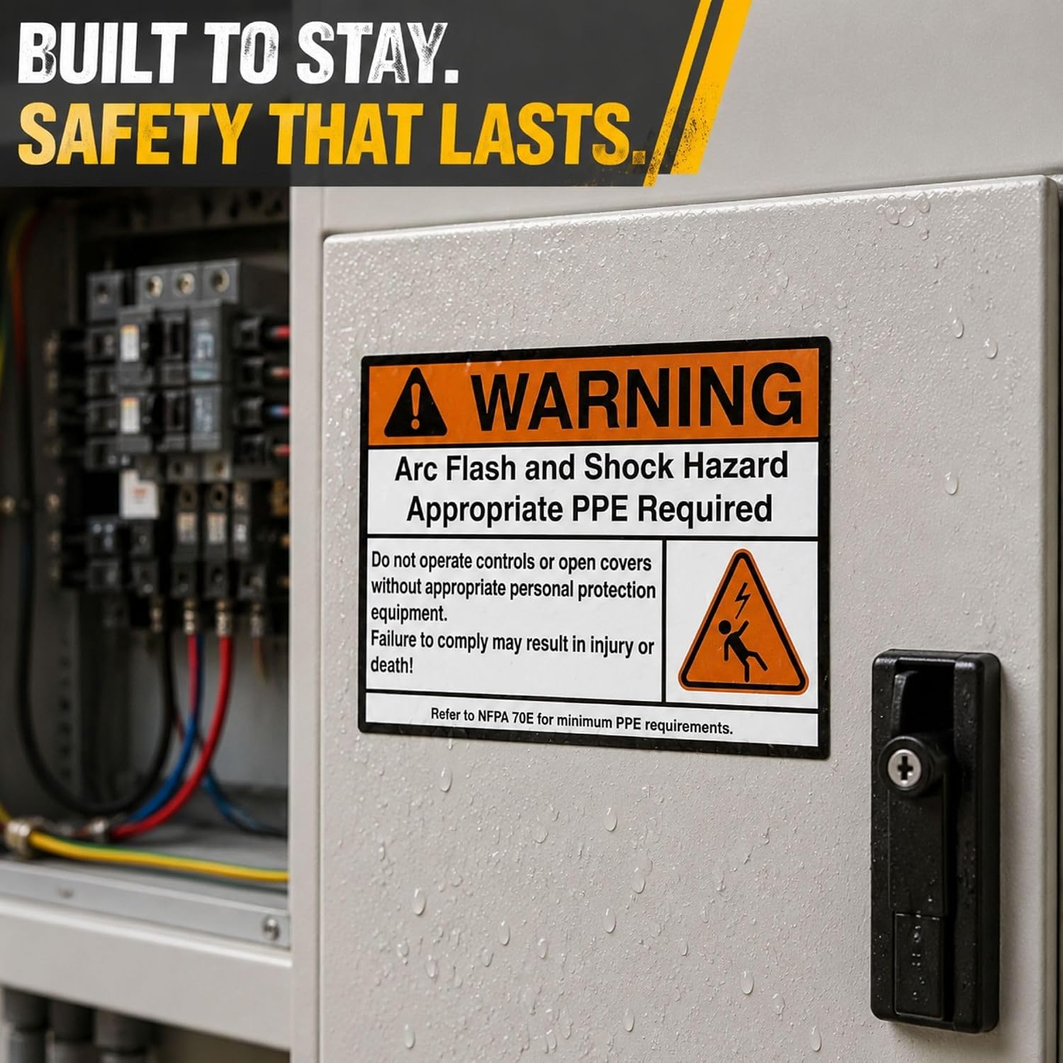 Arc Flash Stickers 20 Pcs, 5x3.5 Inch Electrical Panel Safety Vinyl Sticker | WARNING Arc Flash and Shock Hazard Appropriate PPE Required Labels, Waterproof UV Resistant Vinyl Warning Labels