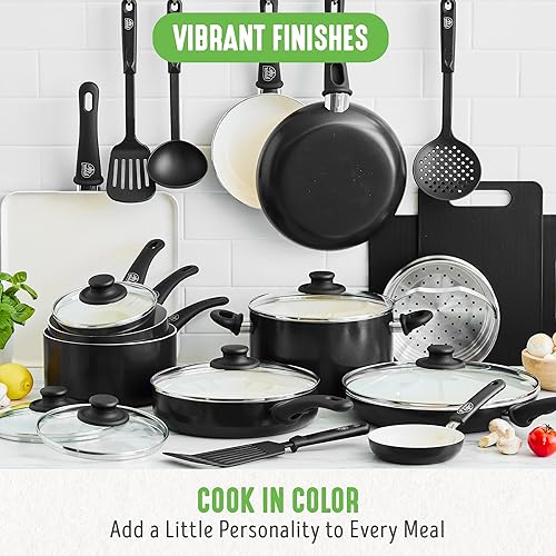 Miniatura 8 de GreenLife Soft Grip - Juego de 23 utensilios de cocina antiadherentes de cerámica saludable con utensilios de cocina, sin PFAS, apto para