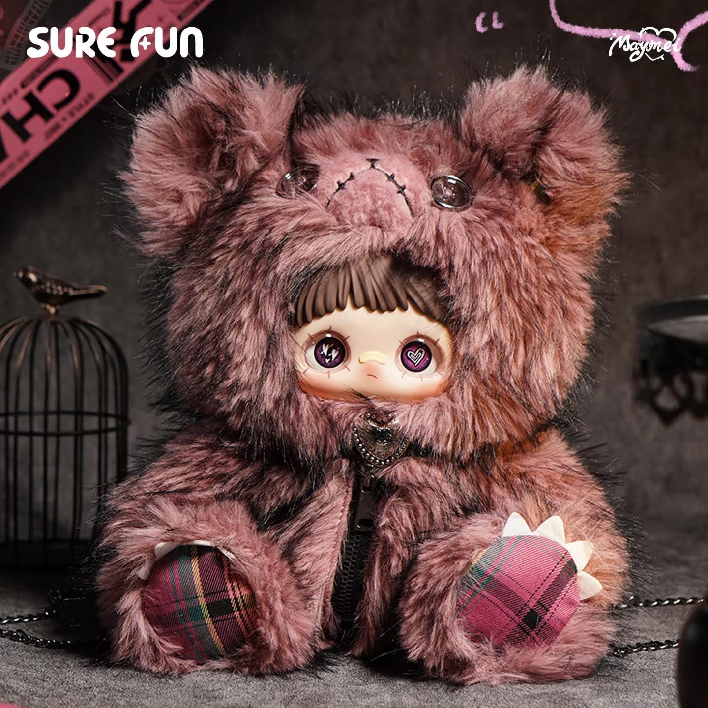 (Official License)Maymei Rebel Doll 400% Plush Blind Box Series - Kawaii Vinyl Plushie Backpack with Zipper Storage, Cute Mystery Stuffed Animals Toy, Edgy Punk Collectible Gift for Girls Women