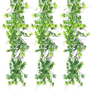 3 Pack Fake Vines Ivy Vines Plante Artificielle Interieur Greenery Garland Bedroom Decor Aesthetic Garland For Room Wall Kitchen Garden Outdoor Bathroom Dorm Wedding Courtyard Party Decorations(Green)