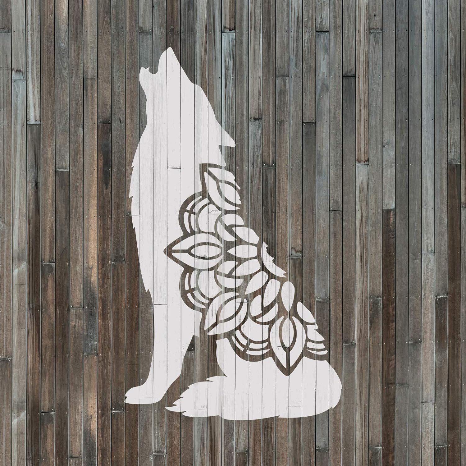 Mandala Wolf Stencil - Stencil Designs, Wildlife Stencils, Animal Wall Art, Education Stencils, Animal Party Decoration