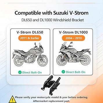 VITINO Windscreen Adjusters Windshield Bracket for V-Strom DL1000 DL650