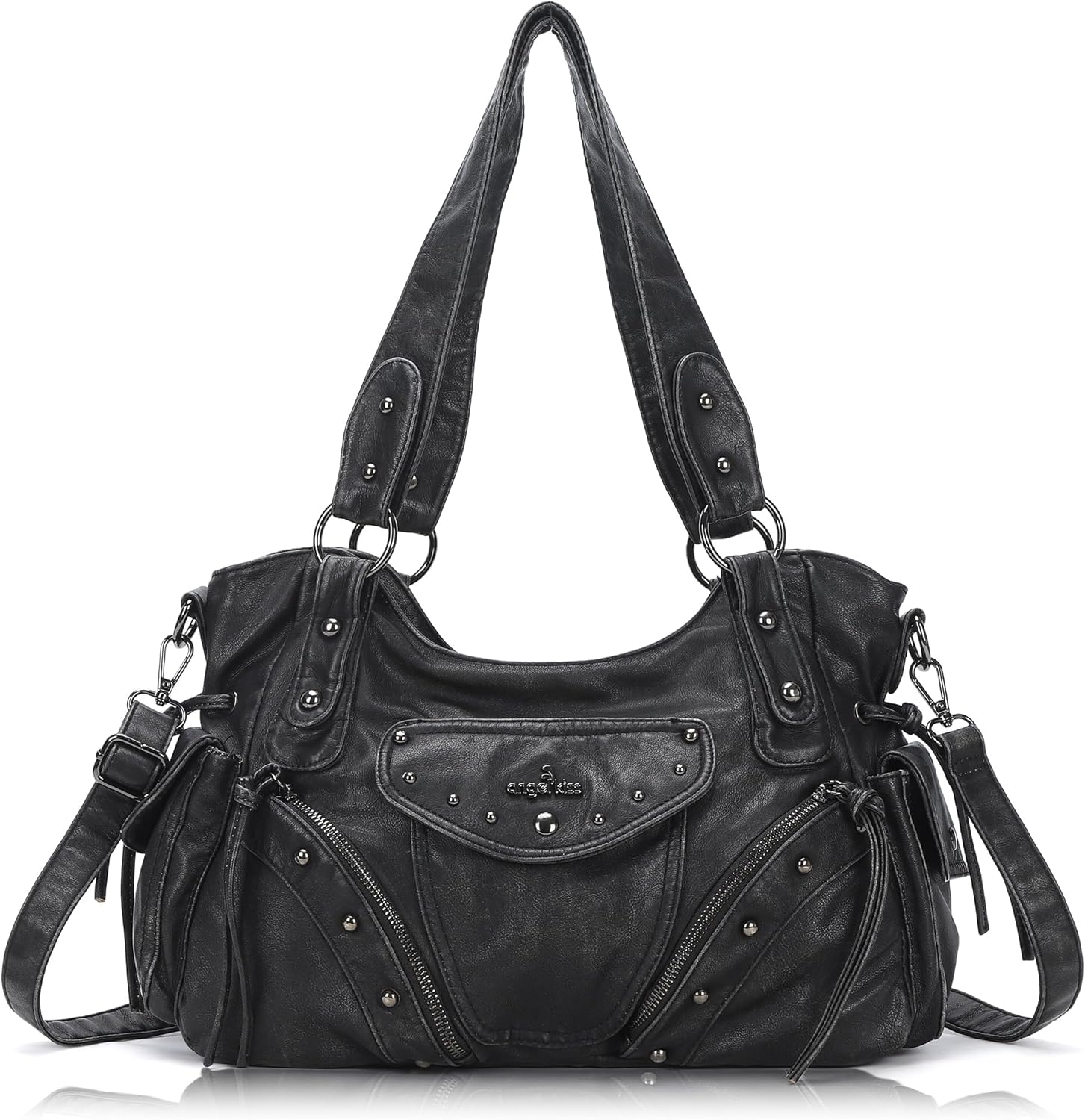 Angel Kiss Hobo Bag for Women Retro Leather Purses and Handbags Roomy Soft Ladies Satchel Bags with Crossbody Strap