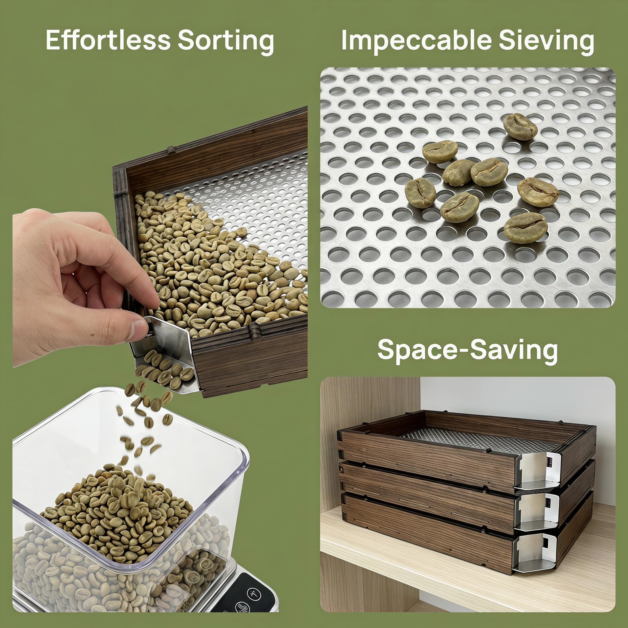 Kaffeebohnen-sortiersieb, Sieb Für Grüne Kaffeebohnen, 12-21 Mesh, 4,76-8,33 Mm, Edelstahl, Für Präzises Backen Und Cafés 6.74 mm