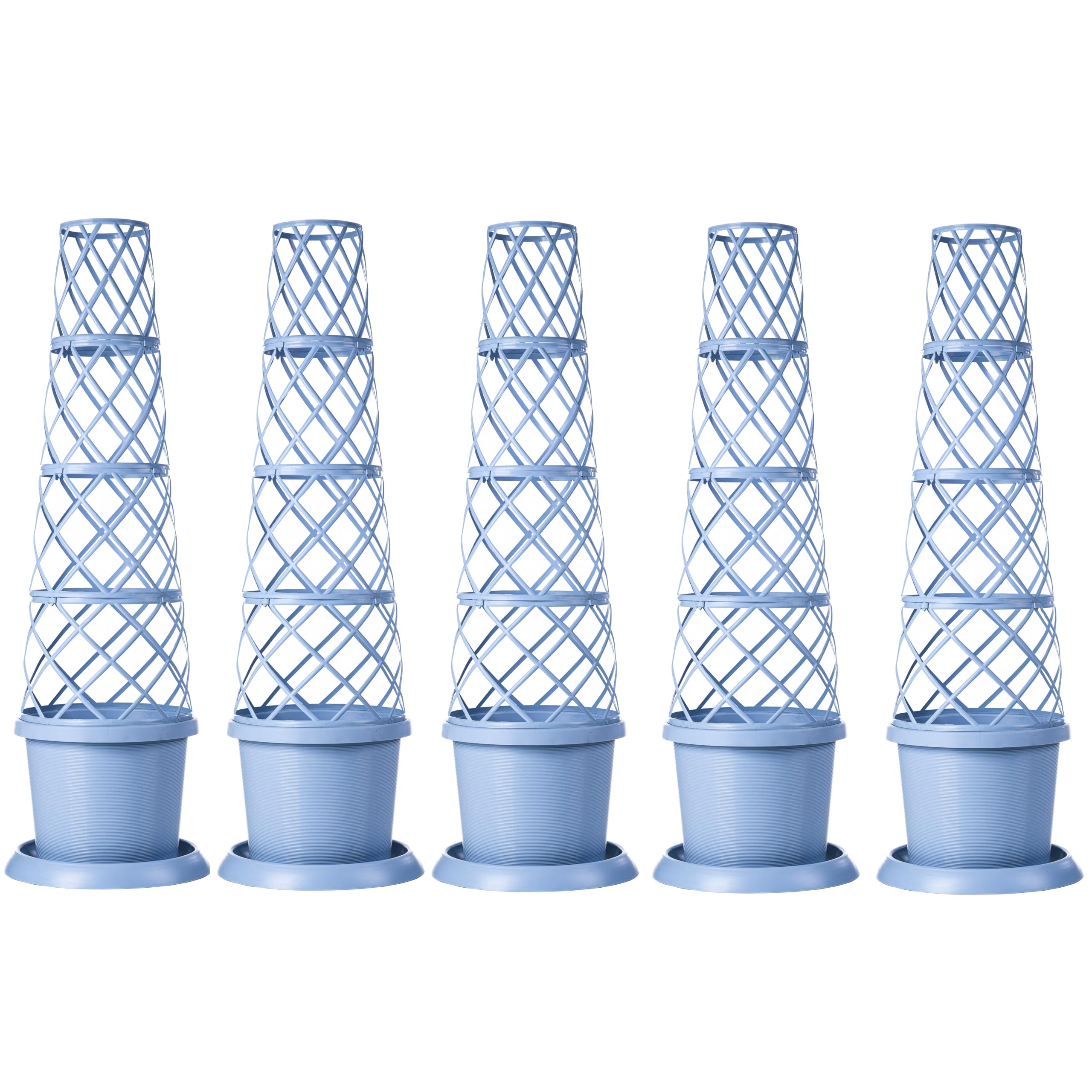 Garden Gear Mayan Blue Plastic Tower Pot with Saucer 42cm - 5 Pack