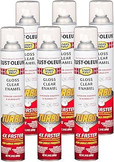 Rust-Oleum 353345-6PK Stops Rust Turbo Spray System Spray Paint, 24 oz, Gloss Clear, 6 Pack