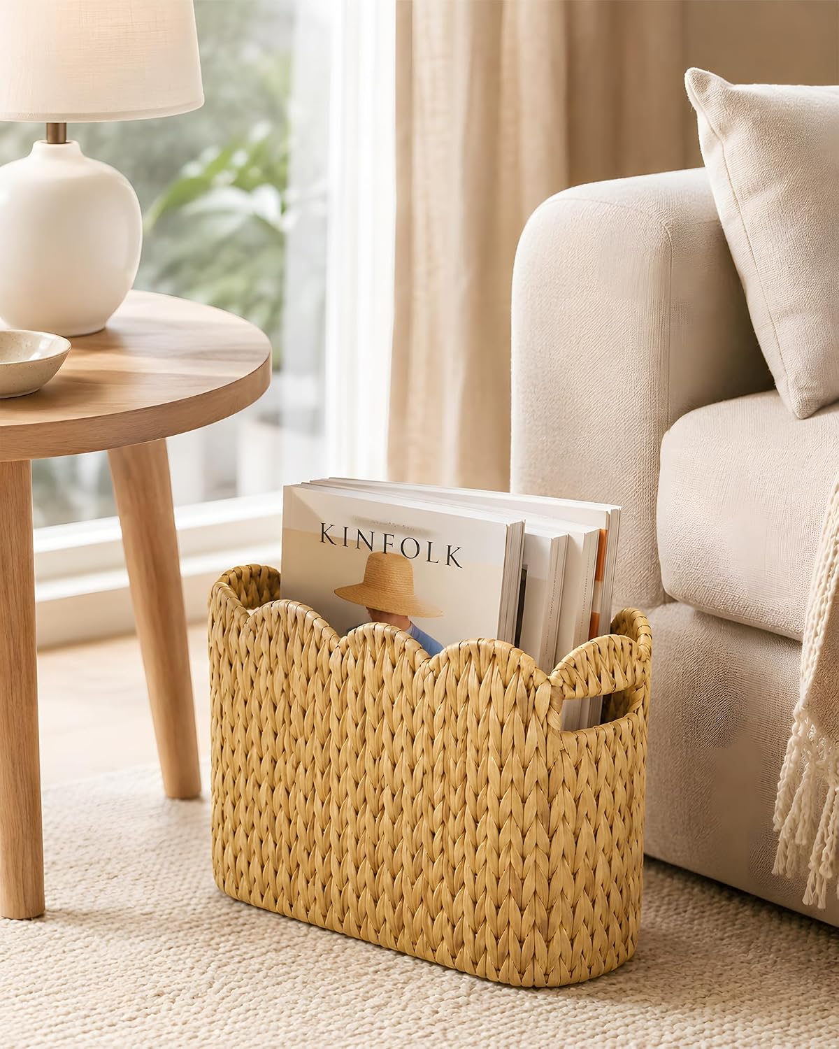 Scalloped Toilet Paper Storage Basket for Bathroom