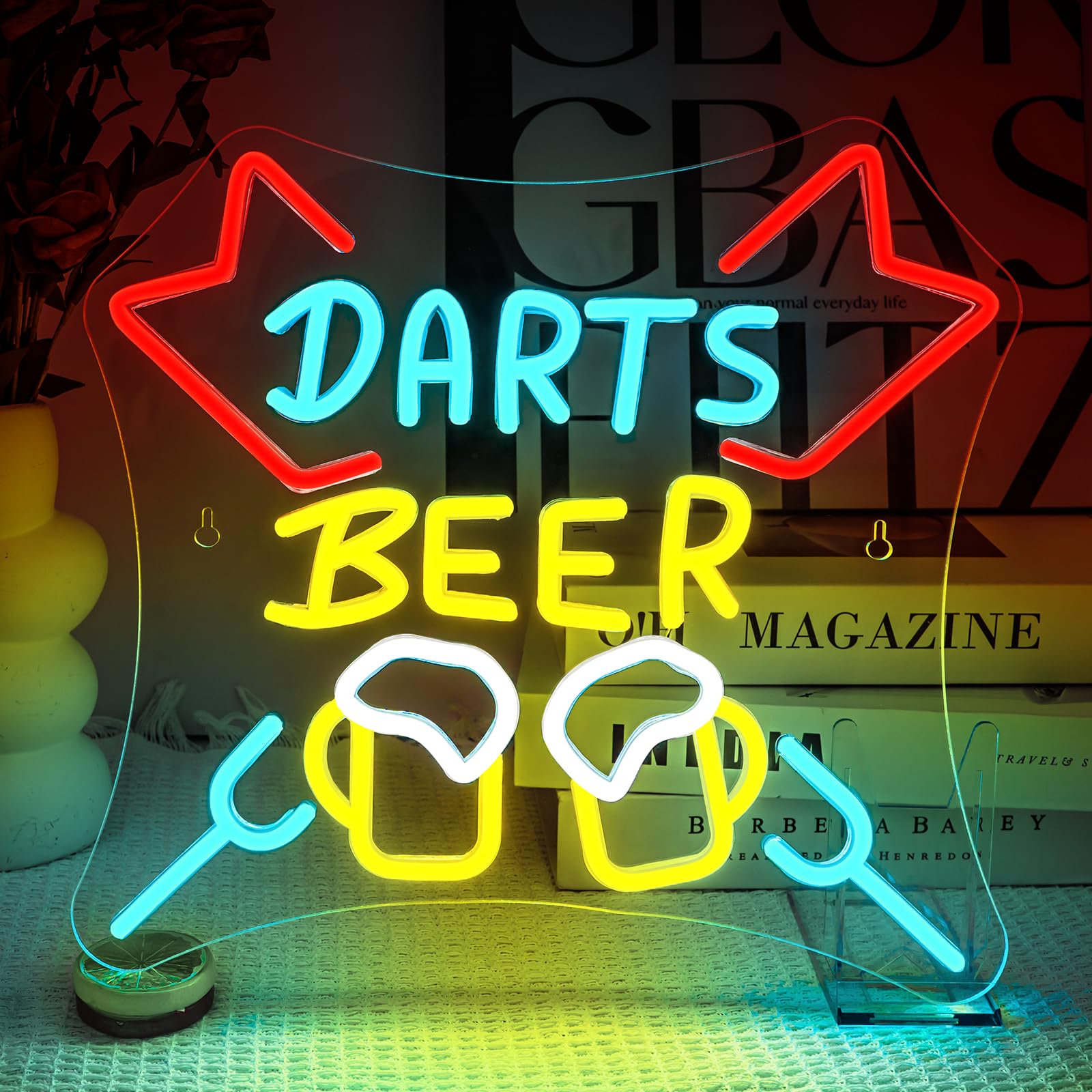 SIGNSHIP Dart Neon Sign Dimmable Darts Bar LED Sign USB Interface Dart Neon Sign Darts Game LED Sign for Wall Neon Sign for Playroom Pub Home Bar Club Man Cave Party Decor — image 1