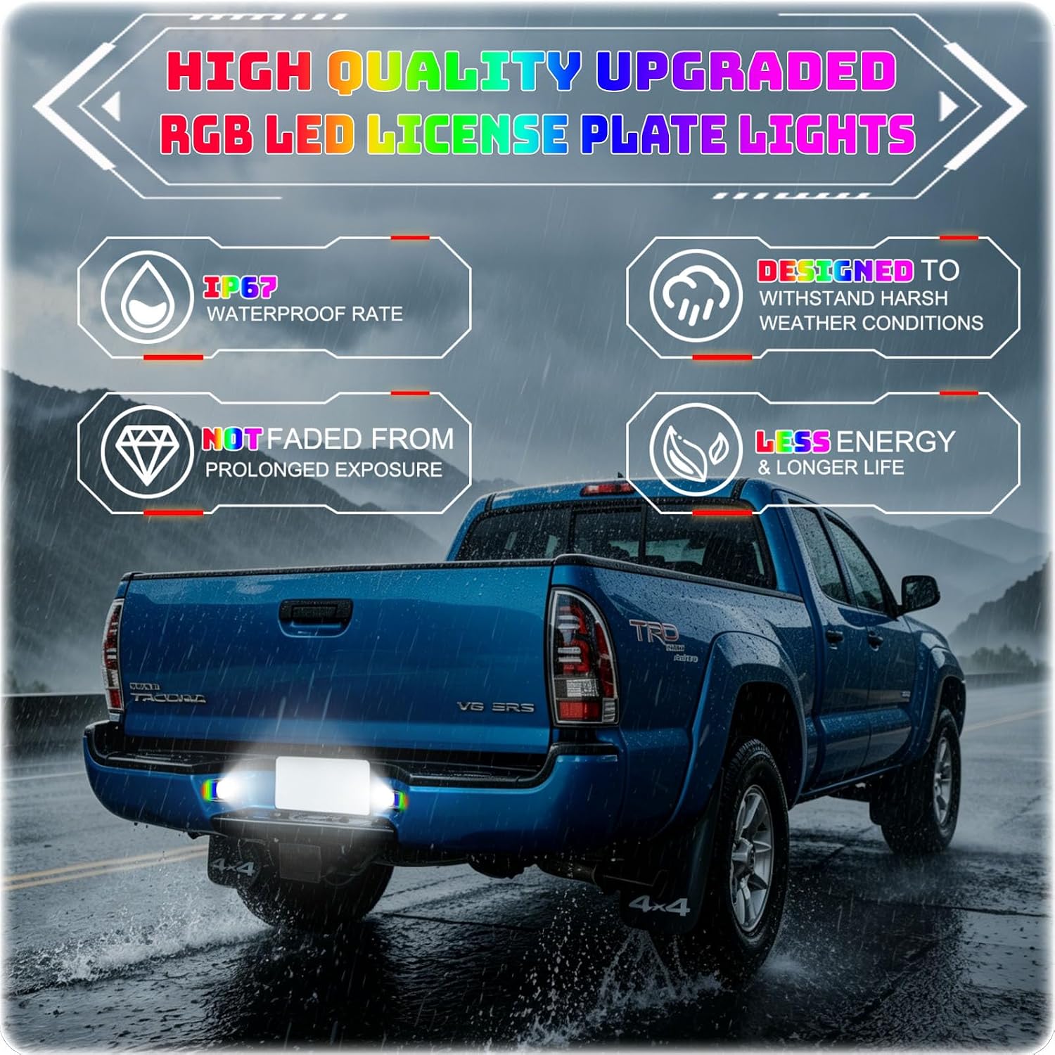POPMOTORZ Upgraded RGB LED License Plate Lights For T-oyota Tacoma Tundra
