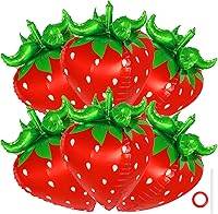 Vista 9 de 12 globos de fresa, globos de frutas dulces para decoraciones de fiestas de cumpleaños, globos de aluminio de fresa para fiesta temática de fresas