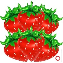 6 Pcs Strawberry Balloons, 4D Sweet Fruit Balloons for Birthday Party Decorations, Strawberry Foil Balloon for Strawberry Themed Party Baby Shower Gender Reveal 6 Pcs Red 4D
