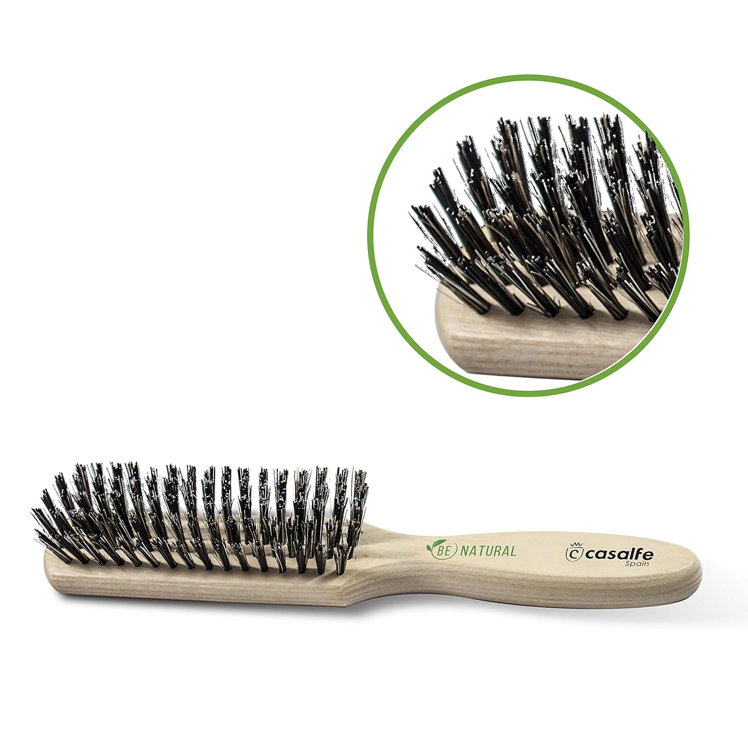 Wooden Brush with Boar Bristle - Rectangular, Ideal for Thin, Short or Medium Hair! for Unisex Adults, Men and Women
