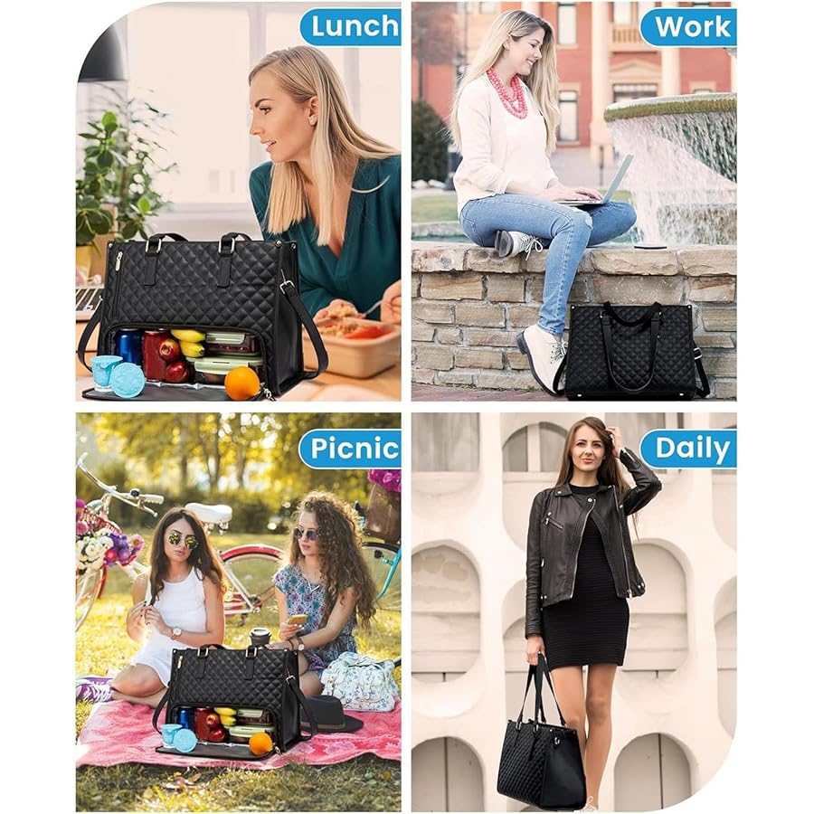 Borsa Pranzo Donna 2-in-1 - Tote Con Scomparto Termico Per Laptop 15.6" - Foto 8